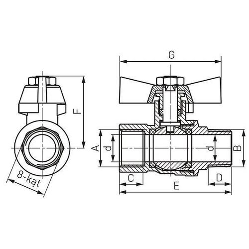 купить Запорная арматура Ferro Robinet bila apa Premium PN40 1" MF KMH31 в Кишинёве 