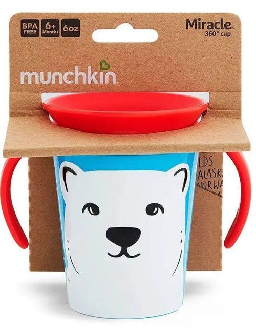 cumpără Cană cu pai Munchkin MUN0115pol Miracle Wildlove, Urs Polar (180ml) în Chișinău 