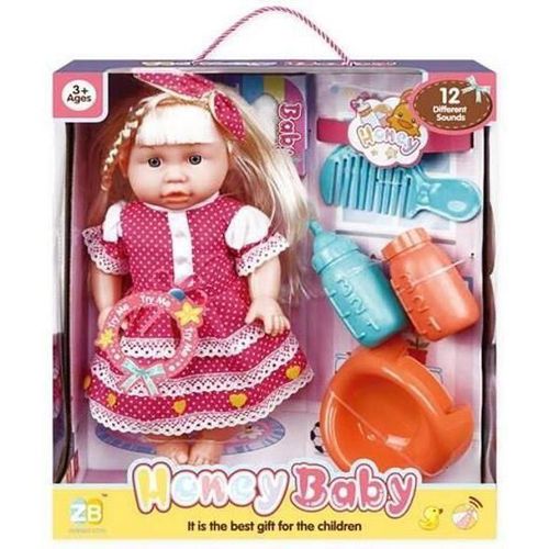 cumpără Păpușă Promstore 43829 со звуком и аксессуарами (роз кружево) 33x28.5x11cm în Chișinău 