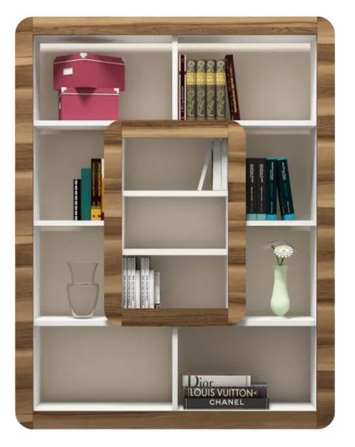 cumpără Raft de birou Trendy Orkide, Alb, Nuc 108x140x21cm, raft de carti în Chișinău 