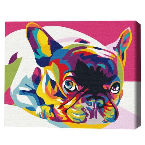купить Картина по номерам BrushMe BS5379FC (fără cutie) Buldog francez în culori de curcubeu в Кишинёве 