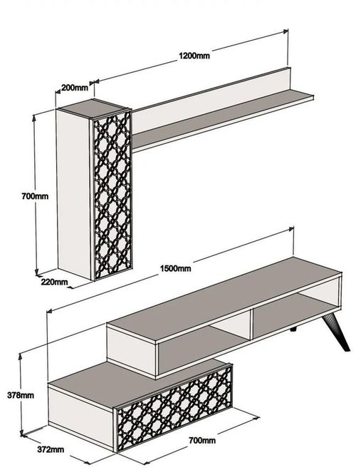 cumpără Set mobilă living Trendy Planeta, Nuc, Crem 150x37x37cm în Chișinău 