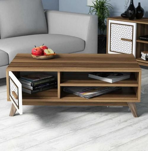 cumpără Măsuţă cafea Trendy Ayla, Nuc, Alb 105x38x60cm în Chișinău 