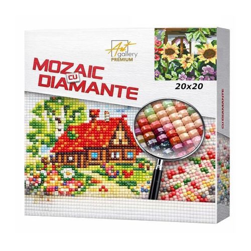 купить Картина по номерам Art Gallery BJ811 Mozaic cu diamante 20x20cm Flori de camp langa casa в Кишинёве 