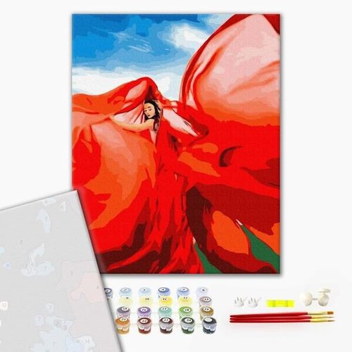 купить Картина по номерам BrushMe PGX37565FC 40x50 сm (fără cutie) Femeie în roșu в Кишинёве 