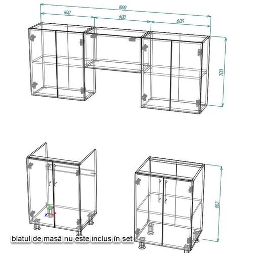 cumpără Mobilă pentru bucatarie Smartex (30006) K1 180cm Stejar Deschis în Chișinău 