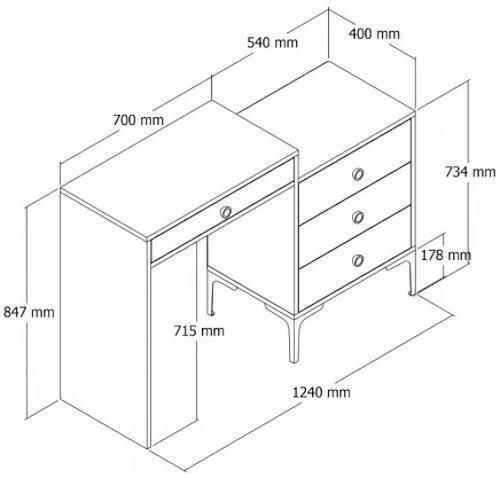 cumpără Măsuţa de toaletă Trendy Lizbon 556, Alb, 124x84x40cm (masa de machiaj) (GTR001465) în Chișinău 