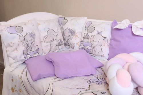 cumpără Lenjerie de pat pentru copii PernaMea Set lenjerie 8 piese Cosita Elefant Lila (PM.105897/3) în Chișinău 