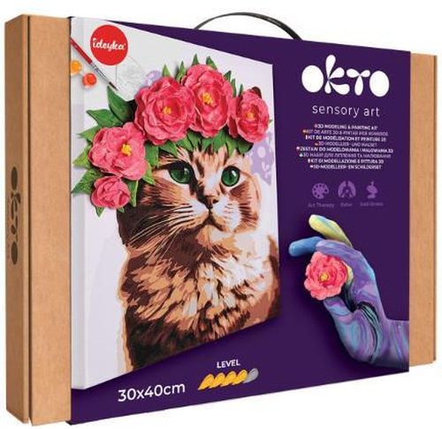 cumpără Set de creație Okto 30010 3D Pictură pe numere cu plastilină ușoară 30×40сm, Pisicuță frumoasă în Chișinău 