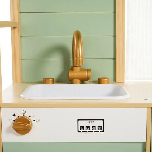 купить Игрушечная кухня и посуда Premaman PJQKDA-CCC-UNQ Bucatarie din lemn cu accesorii Verde в Кишинёве 