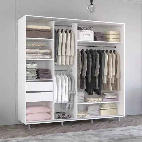 cumpără Dulap Mobildor-Lux Aron cu uși glisante orizontal (210x60x210H cm) Alb Brilliant în Chișinău 