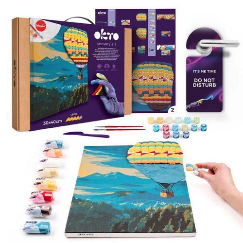 cumpără Set de creație Okto 30009 3D Pictură pe numere cu plastilină ușoară 30×40сm, Zbor cu balonul cu aer cald în Chișinău 