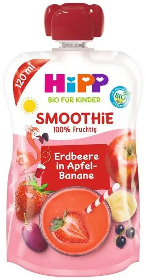 HIPPiS Smoothie mar, banane, fructe rosii (12+ luni) 120 ml 