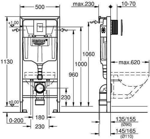 cumpără Rezervor WC Grohe Pachet 3 in 1 rezervor vas wc incastrat Rapid SL (44G99974) în Chișinău 