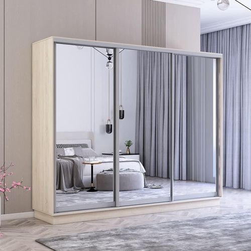 cumpără Dulap Mobildor-Lux Fox uși glisante din oglinzi (270x60x200H cm) Sonoma în Chișinău 