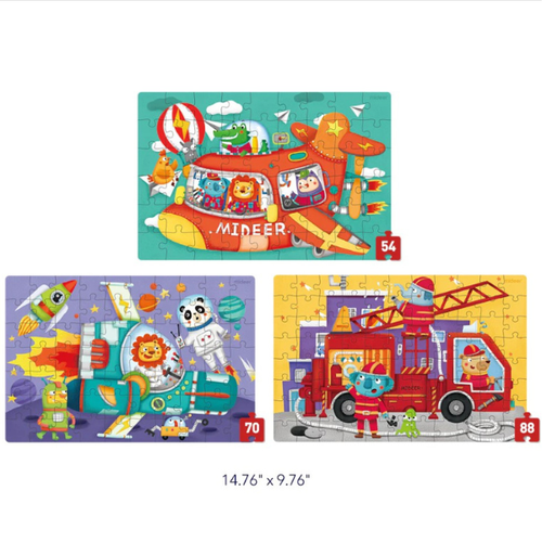 Seria de puzzle-uri Mideer „Transport”, 3 în 1, nivelul 4 