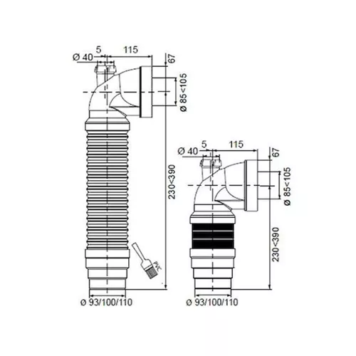 cumpără Vas WC Wirquin Adaptor Cot WC extensibil D110 racordare MS (70950168) în Chișinău 