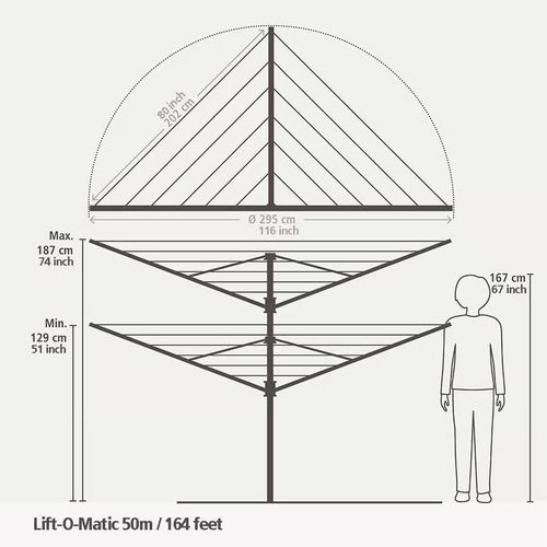 купить Сушилка для белья Brabantia 31 09 66 Lift-O-Matic 50m, Ground Spike, Cover в Кишинёве 