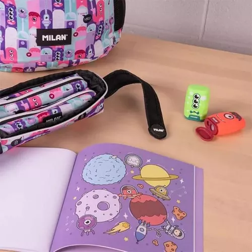 купить Школьный пенал Milan 08872ALN2 Penar Aliens (4 compart., echipat) в Кишинёве 