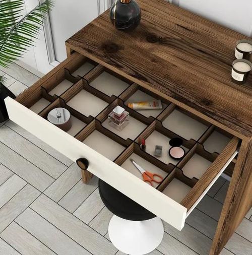 cumpără Măsuţa de toaletă Trendy Lizbon Nuc, Smantana (masa de machiaj) (GTR001448) în Chișinău 