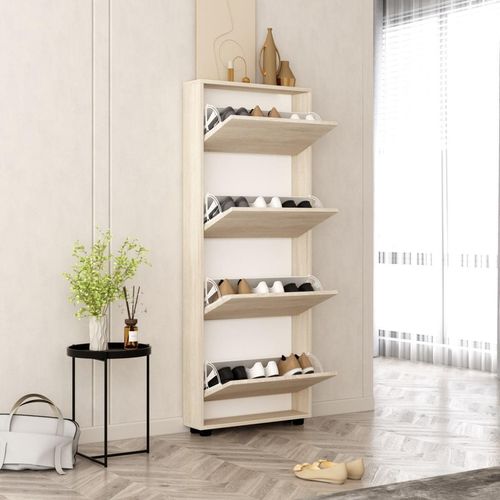 купить Полка для обуви Mobildor-Lux Leo Slim 70x16x164H cm Sonoma/Anthracite в Кишинёве 