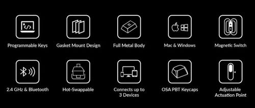 купить Клавиатура Keychron Q5 HE QMK Wireless Custom Full-Metal Mechanical Keyboard (Q5H-M1), Carbon Black в Кишинёве 