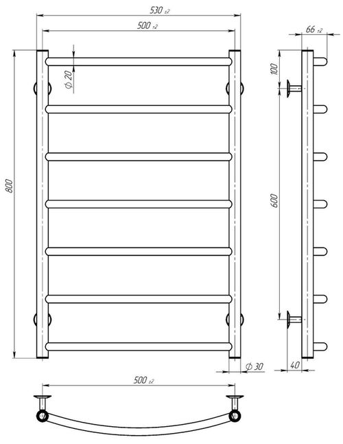 cumpără Uscător de prosoape Lianat 2868 electric Klasik 500x800 inox 90wat în Chișinău 