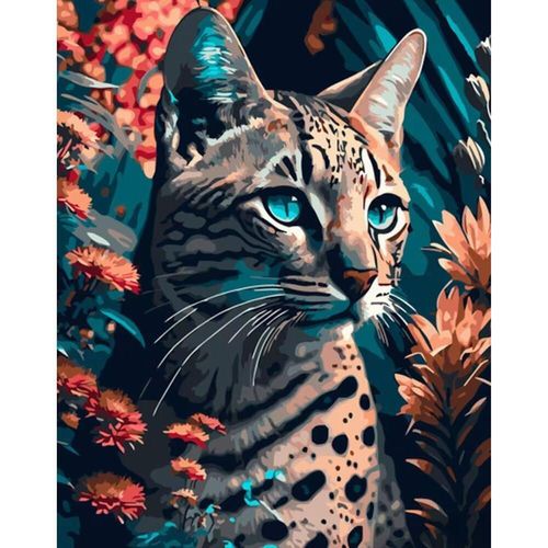 купить Картина по номерам Strateg R 9 /14 (GS905)(48941) Cat-predator, 40x50 cm в Кишинёве 