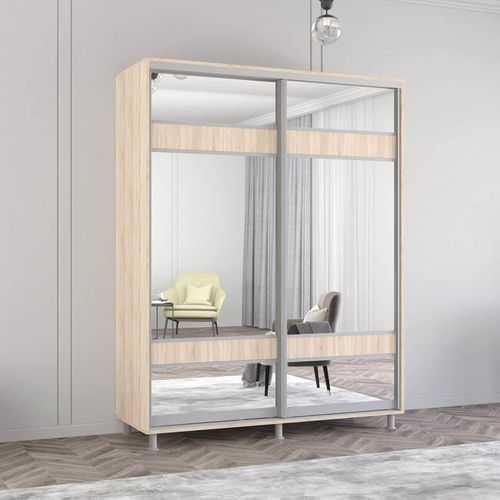 купить Шкаф Mobildor-Lux Раздвижные двери из ДСП Aron-P 1,0–1,8 м с зеркалом «Зебра» (180 x 60 x 210 см) Sonoma в Кишинёве 