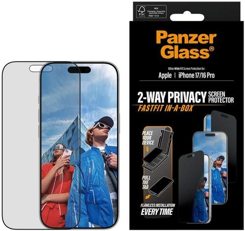 купить Стекло защитное для смартфона PanzerGlass iPhone 17 / iPhone 16 Pro / Ultra-Wide Fit w.Fastfit IN-A-BOX, Privacy (PG_PG66280) в Кишинёве 