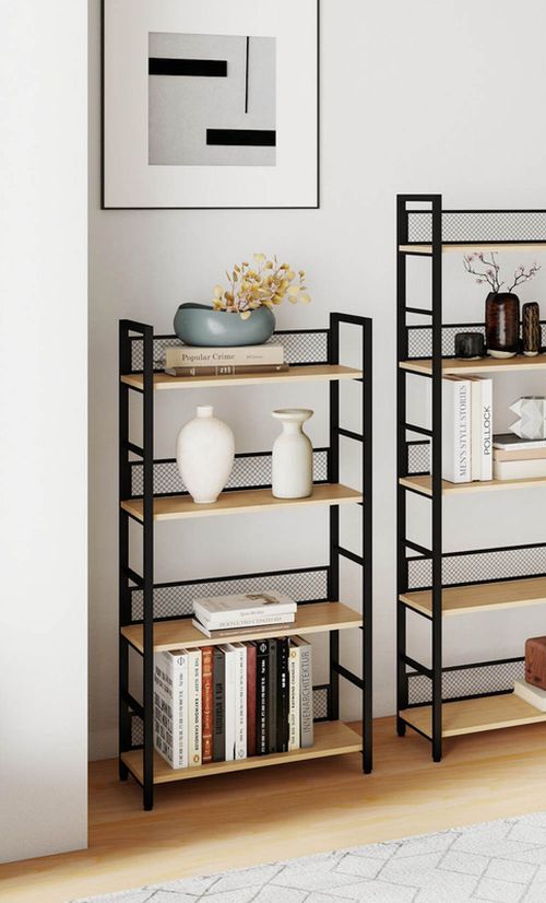 купить Офисный стеллаж Deco Brick 4 nivele 60x28x121H Oak/Black в Кишинёве 