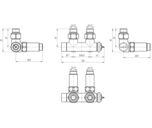 Терморегулируемый кран Марио 50мм, G1/2" 