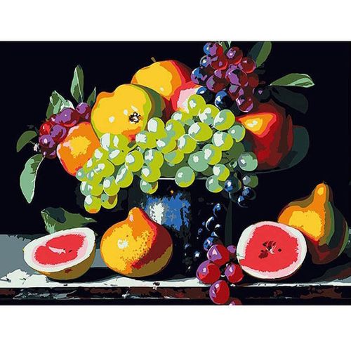 cumpără Tablou pe numere Strateg 58065 Naturmort de vara 30x40cm (fundal negru) în Chișinău 