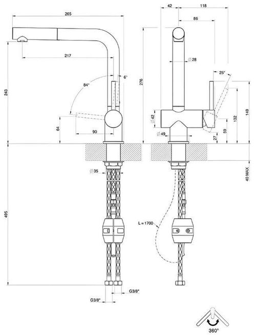 cumpără Bateria bucătărie Gessi 60598-239 Acciaio Steel Brushed în Chișinău 
