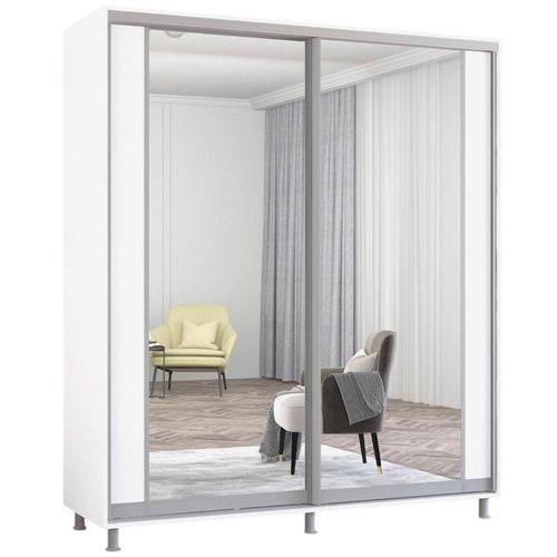 купить Шкаф Mobildor-Lux Aron-S uși glisante din PAL cu oglindă vertical (190x60x240H cm) Alb Brilliant в Кишинёве 