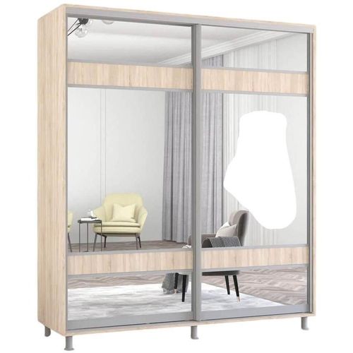 купить Шкаф Mobildor-Lux Арон с раздвижными дверями и зеркалом зебра (200x60x240H см) Sonoma в Кишинёве 