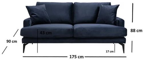 купить Диван Trendy Papira Bleumarin, 90x88x175cm (2 locuri) в Кишинёве 