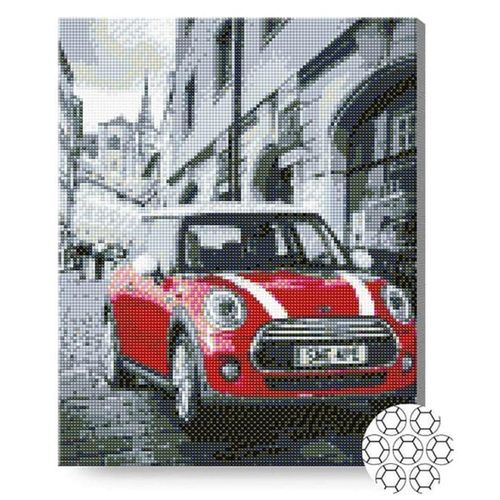 купить Картина по номерам Art Gallery GA79161 Mozaic cu diamante 40x50cm Masina rosie intr-un oras gri в Кишинёве 