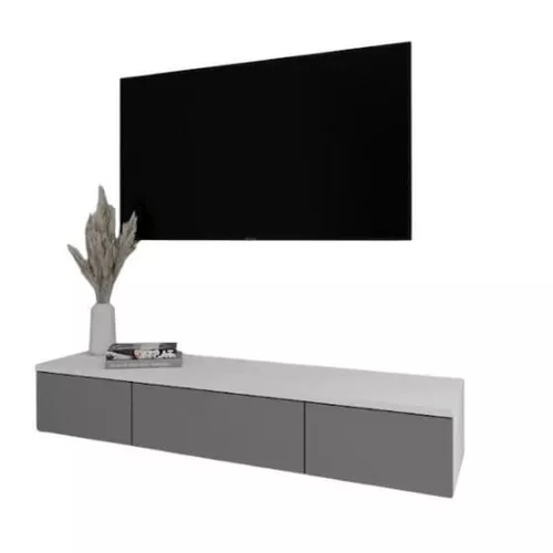 купить Тумба напольная для TV Smartex (16556) Т10 100 TV-Навесная Alb+Grafit в Кишинёве 