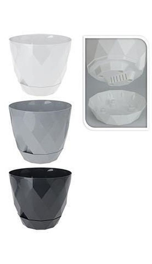 cumpără Decor pentru grădină ProGarden 50675 Вазон для цветов с подставкой пластик Грани D27.5cm, H24cm în Chișinău 