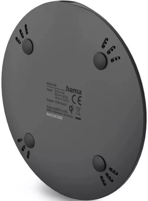 купить Зарядное устройство беспроводное Hama 201746 Smartphone Charging Pad, 15 W, black в Кишинёве 