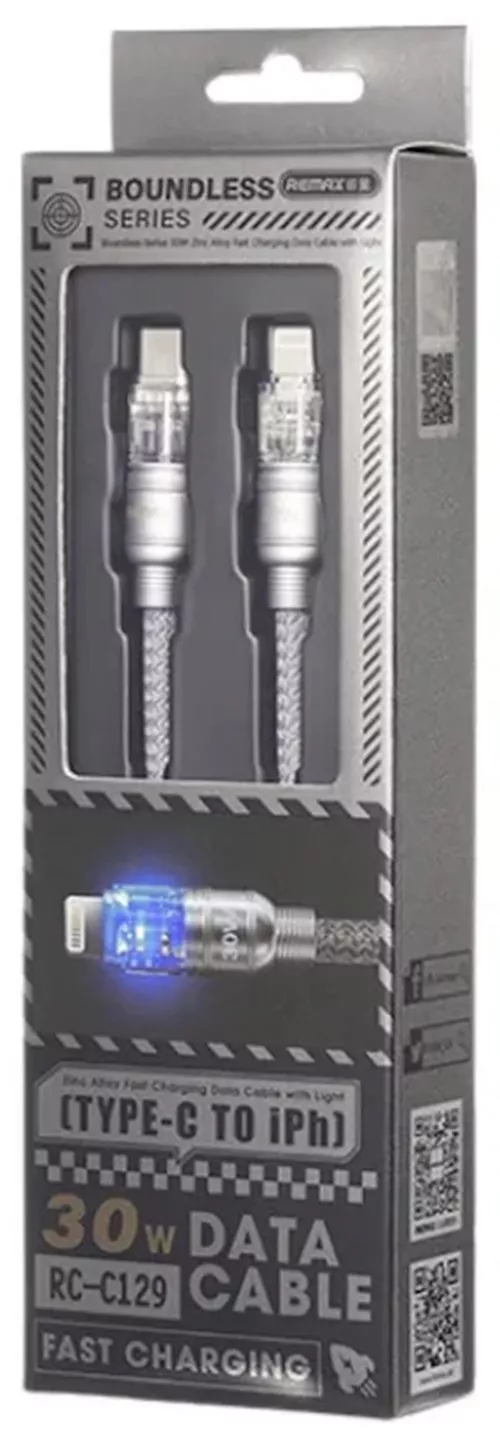 cumpără Cablu telefon mobil Remax RC-C129 30W C-L Silver Gray în Chișinău 