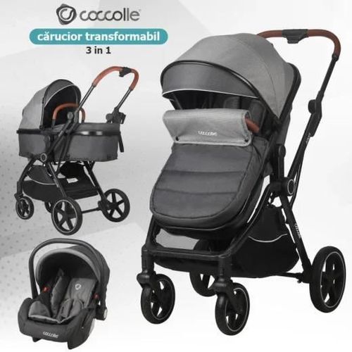 cumpără Сărucior pentru copii Coccolle Amani iSize Anthracite, 3in1 cu landou transformabil în Chișinău 