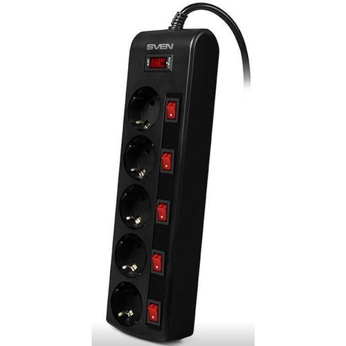 купить Фильтр электрический Sven SF-05PL, 5 Sockets, 1.8m, Black в Кишинёве 