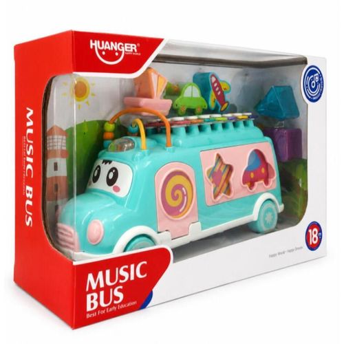 cumpără Jucărie muzicală Huanger HE8019 Xilofon-sorter "Autobuz", turrcoaz, 572148 în Chișinău 