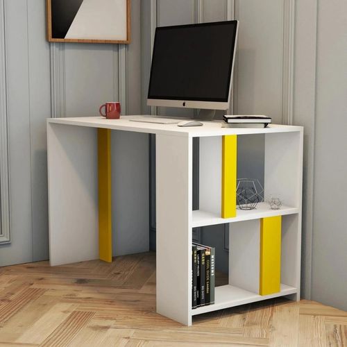 cumpără Masă de birou Trendy Lima, alb, galben 120x75x60cm în Chișinău 
