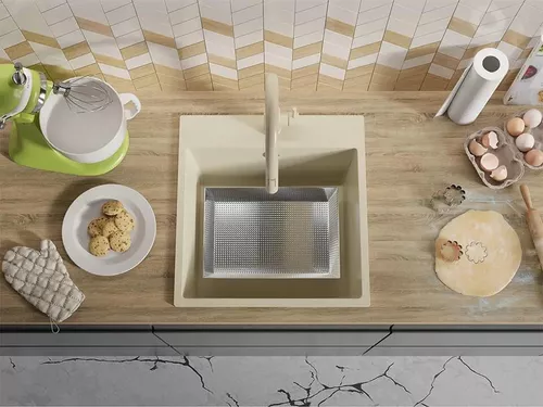 cumpără Chiuvetă bucătărie Primagran Riga 50 Beige + accesorii 500x480 MY5KB în Chișinău 