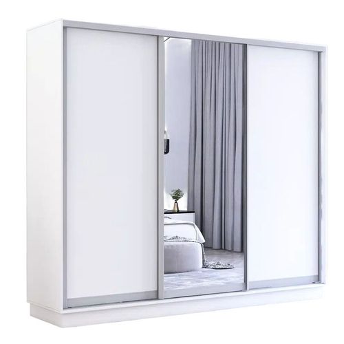 купить Шкаф Mobildor-Lux Fox uși glisante din oglindă și PAL (250x60x200H cm) Alb в Кишинёве 