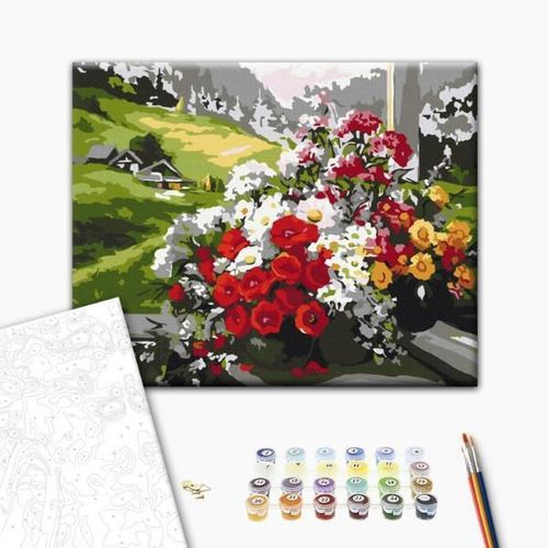 cumpără Tablou pe numere BrushMe RBS9500FC 30x40cm (fără cutie) Buchete pe fereastră în Chișinău 