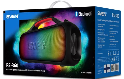купить Колонка портативная Bluetooth Sven PS-360 Black в Кишинёве 